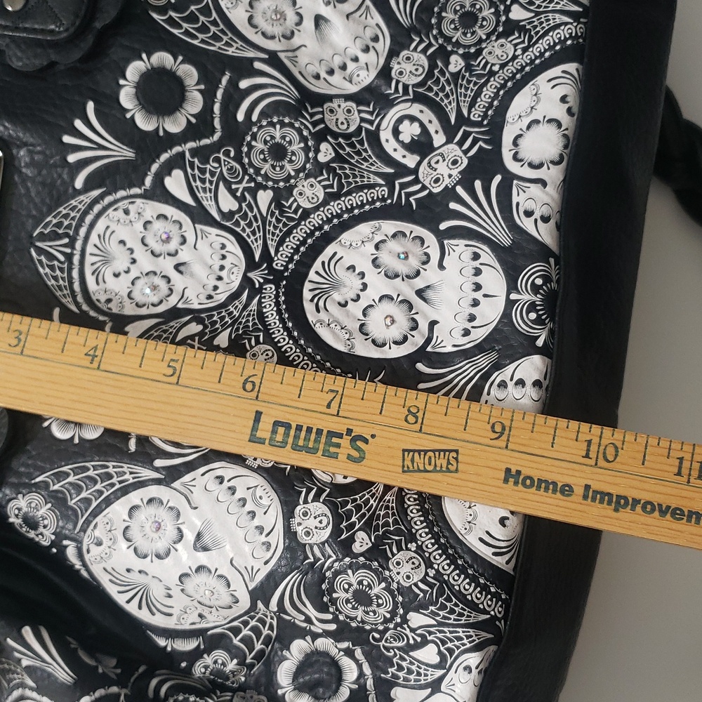 Loungefly Black and White Sugar Skull Day Of The Dead Vegan Leather Handbag - Picture 14 of 16